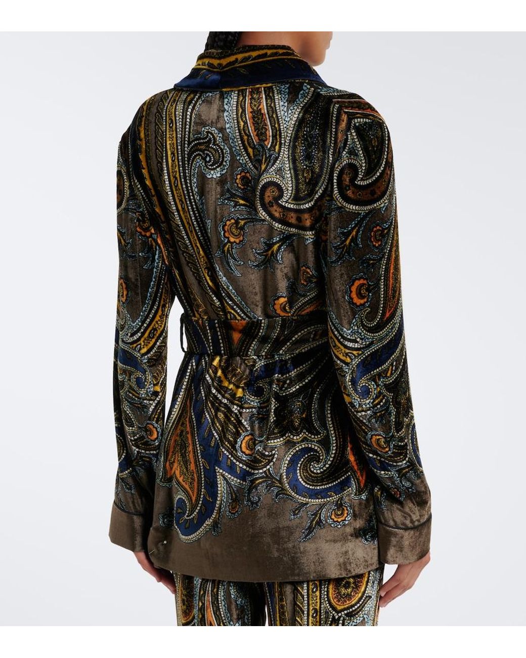 Etro Black Paisley Velvet Wrap Blazer