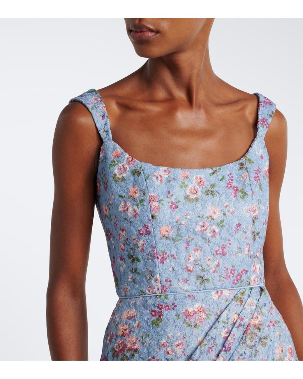 Markarian Blue Marla Floral Lace Bustier Dress
