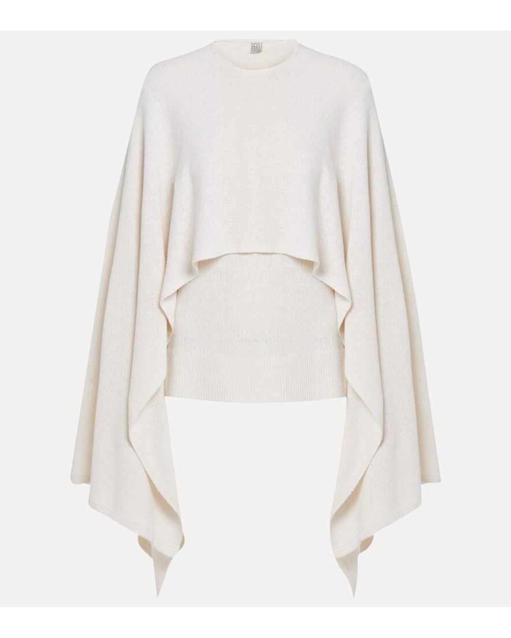 Totême White Knitted Silk Cape