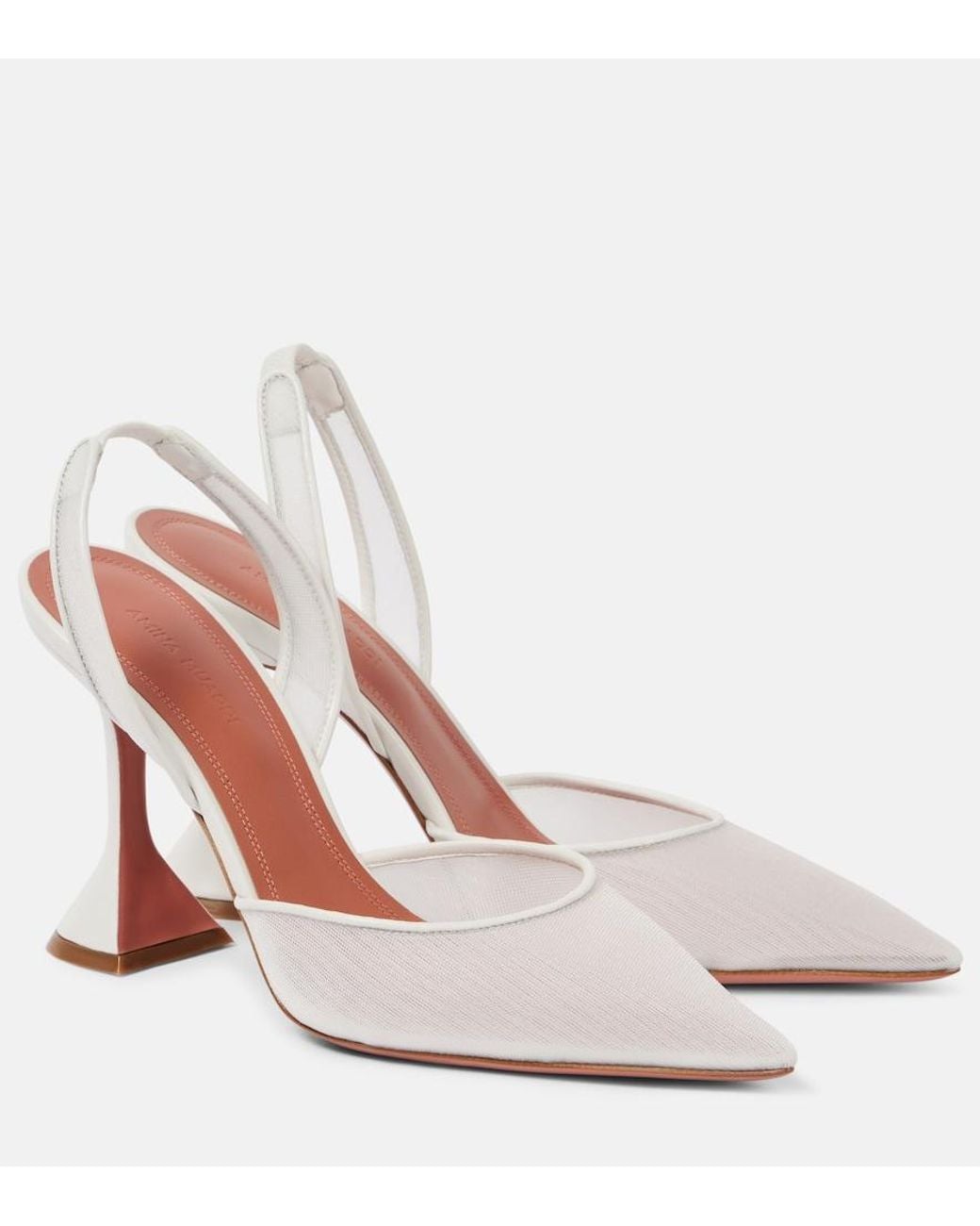 AMINA MUADDI Pink Holli Mesh Slingback Pumps