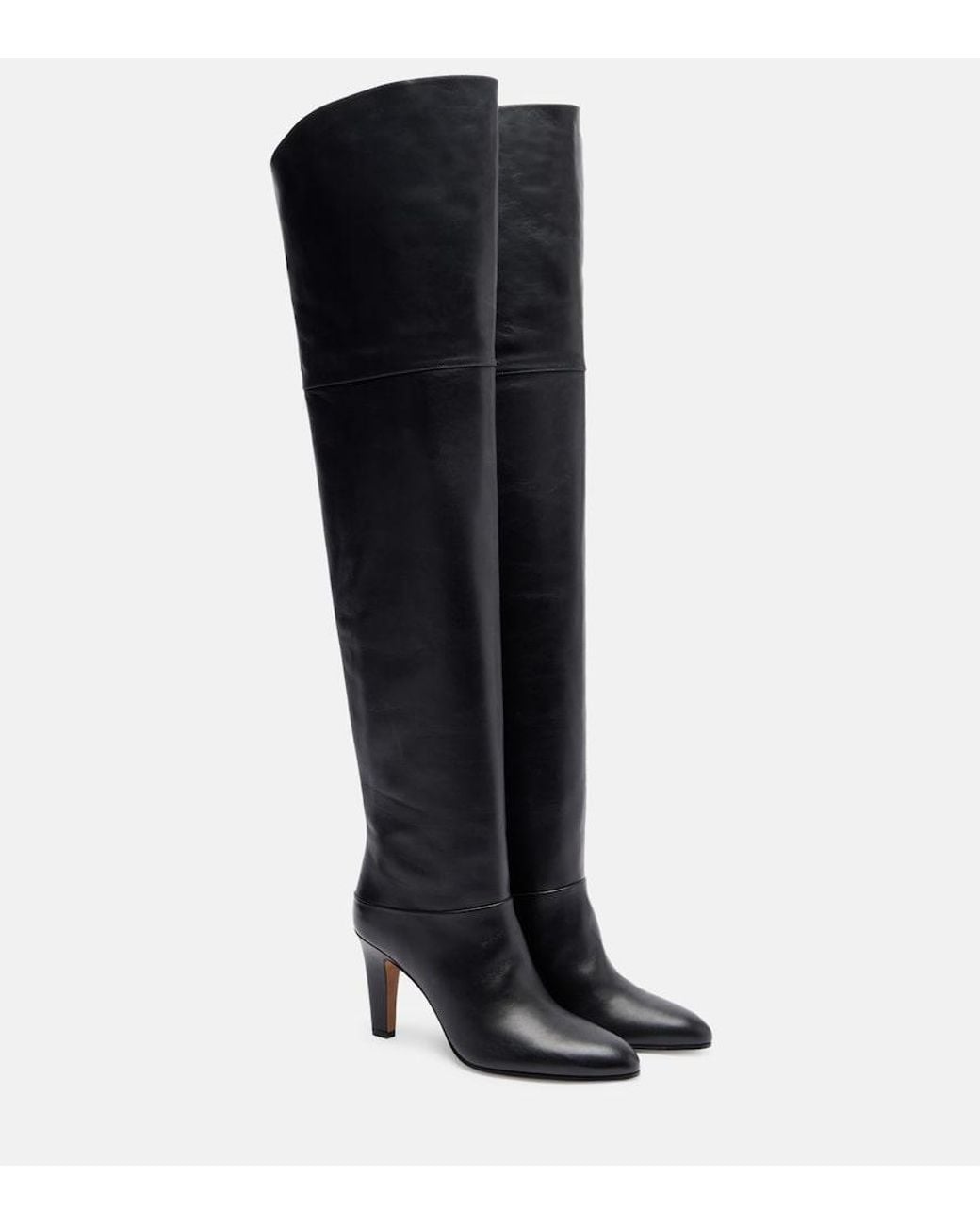 Chloé Black Eve 85 Leather Over-The-Knee Boots