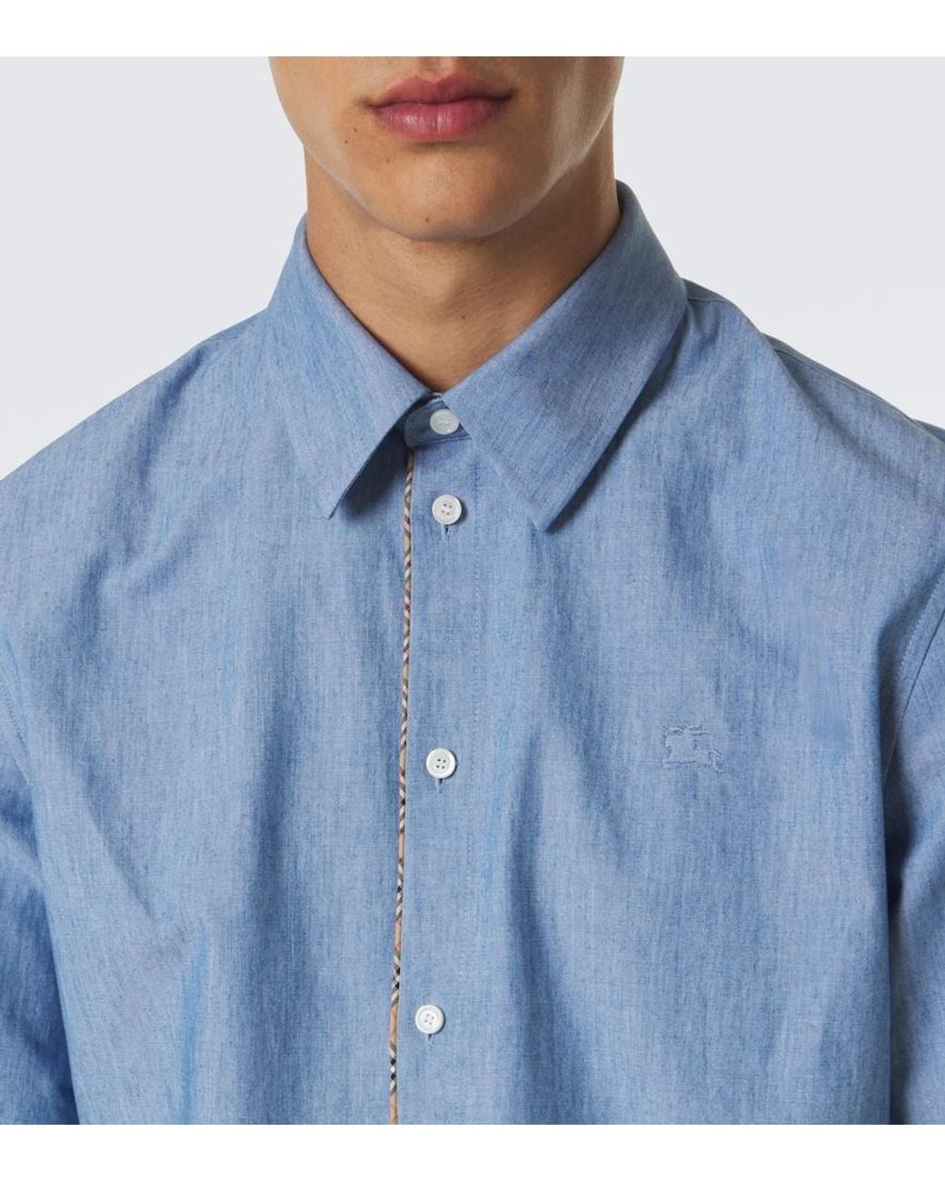 Burberry Blue Ekd Cotton Shirt for men