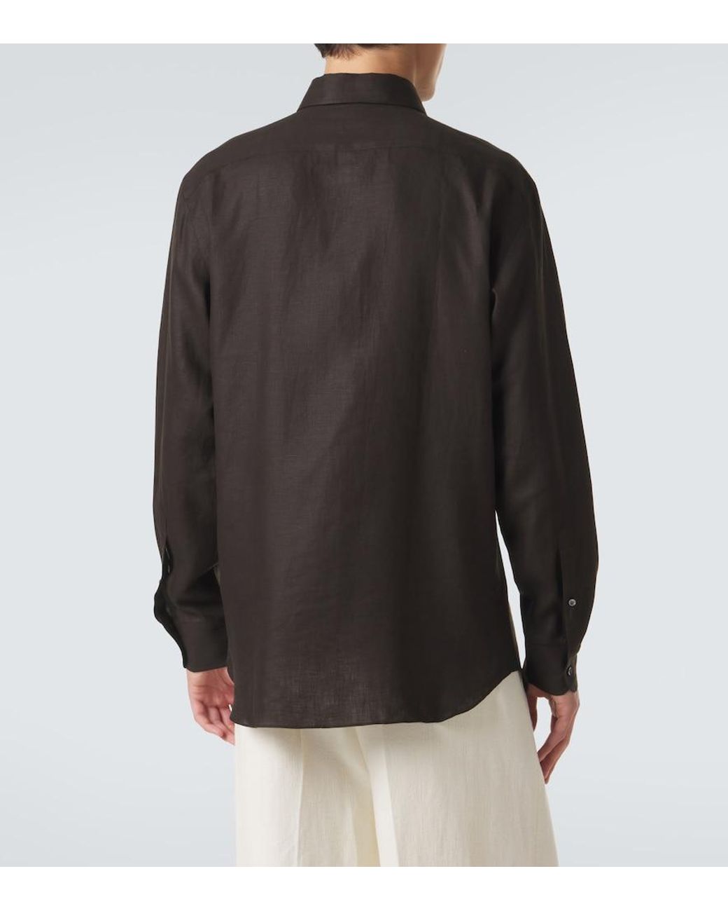Zegna Black Linen Shirt for men
