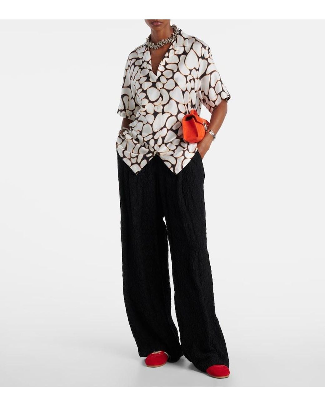 Dries Van Noten Red Leather-Trimmed Suede Sneakers
