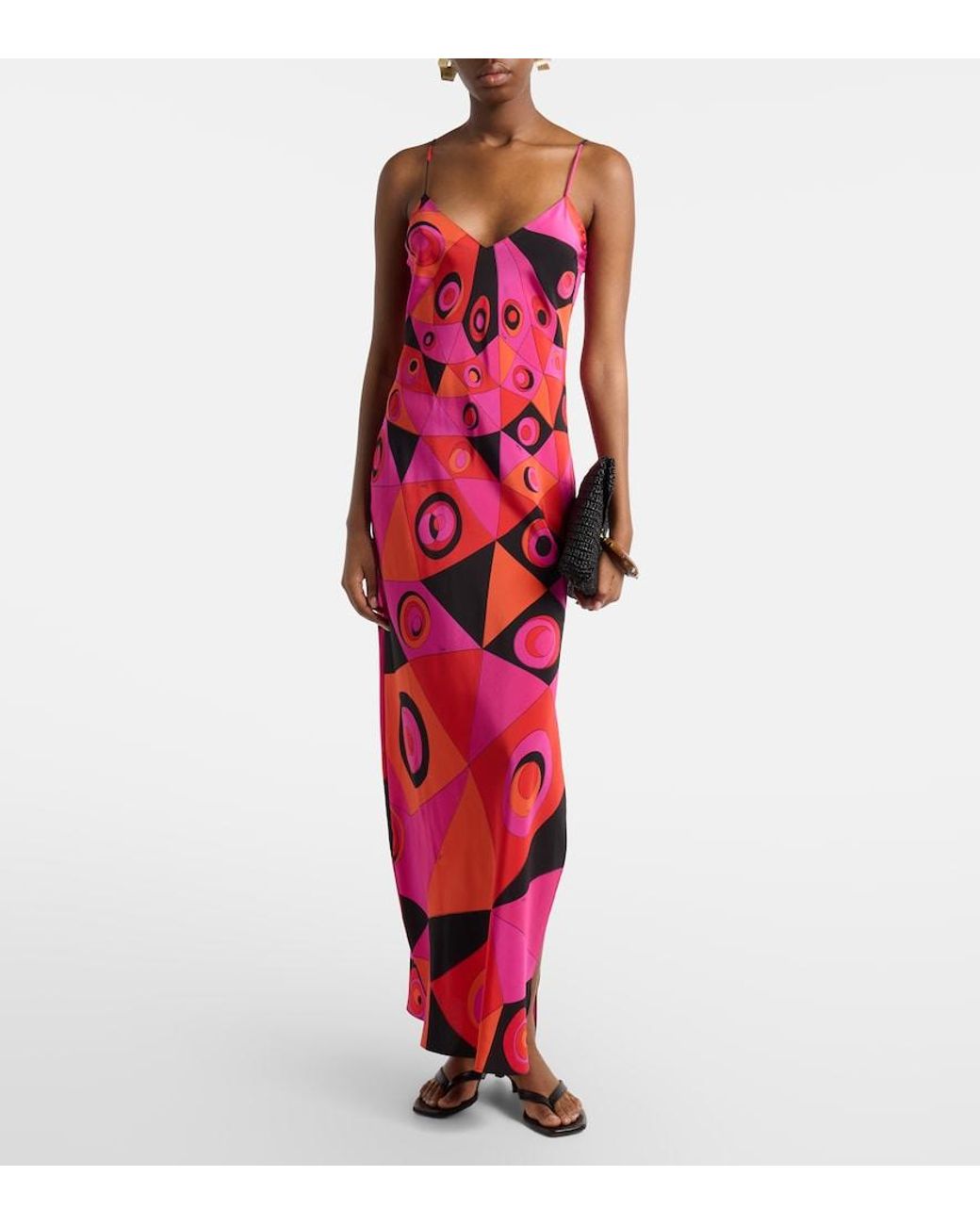 Emilio Pucci Red Occhi Silk Twill Gown