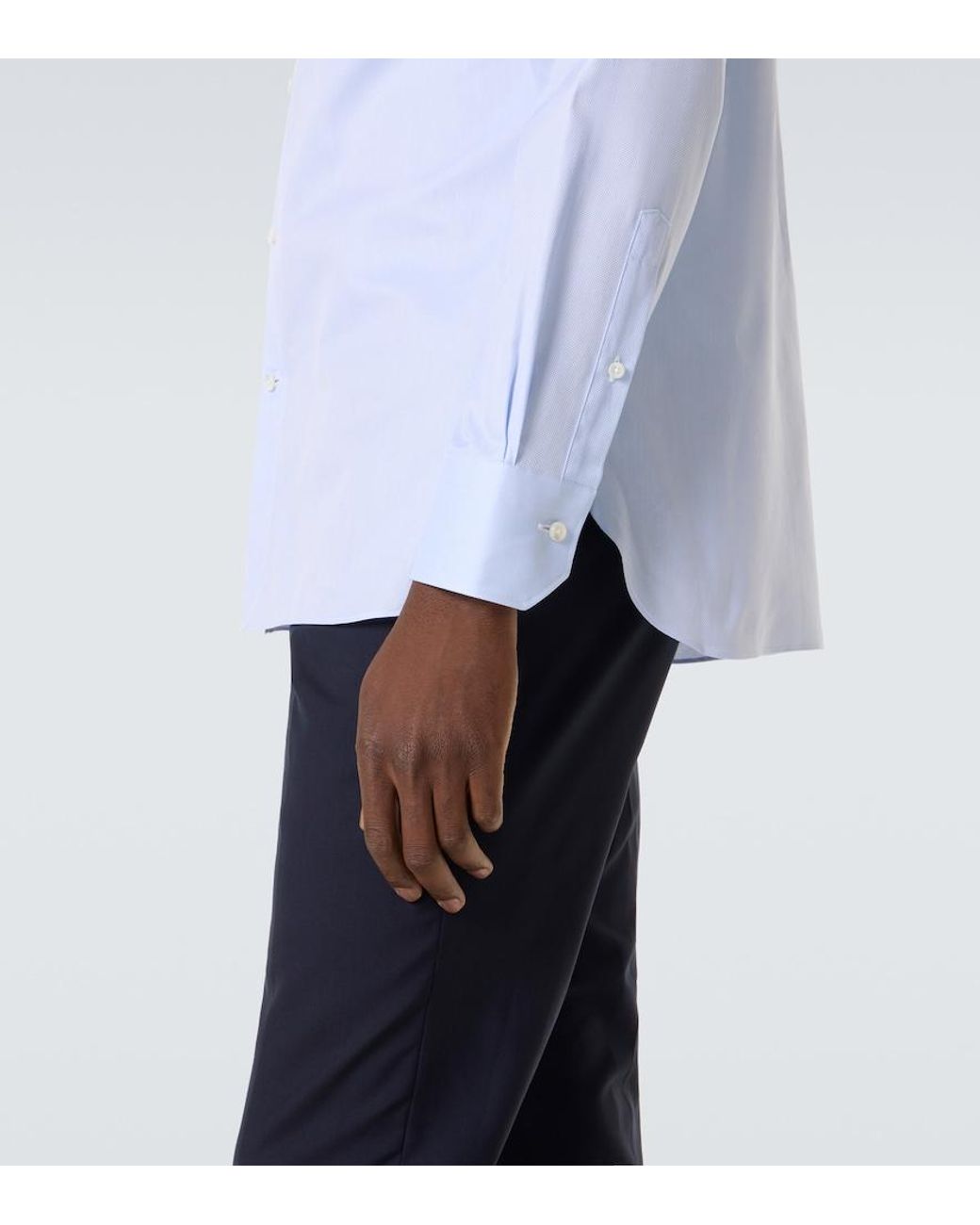 Zegna Blue Cotton Poplin Shirt for men