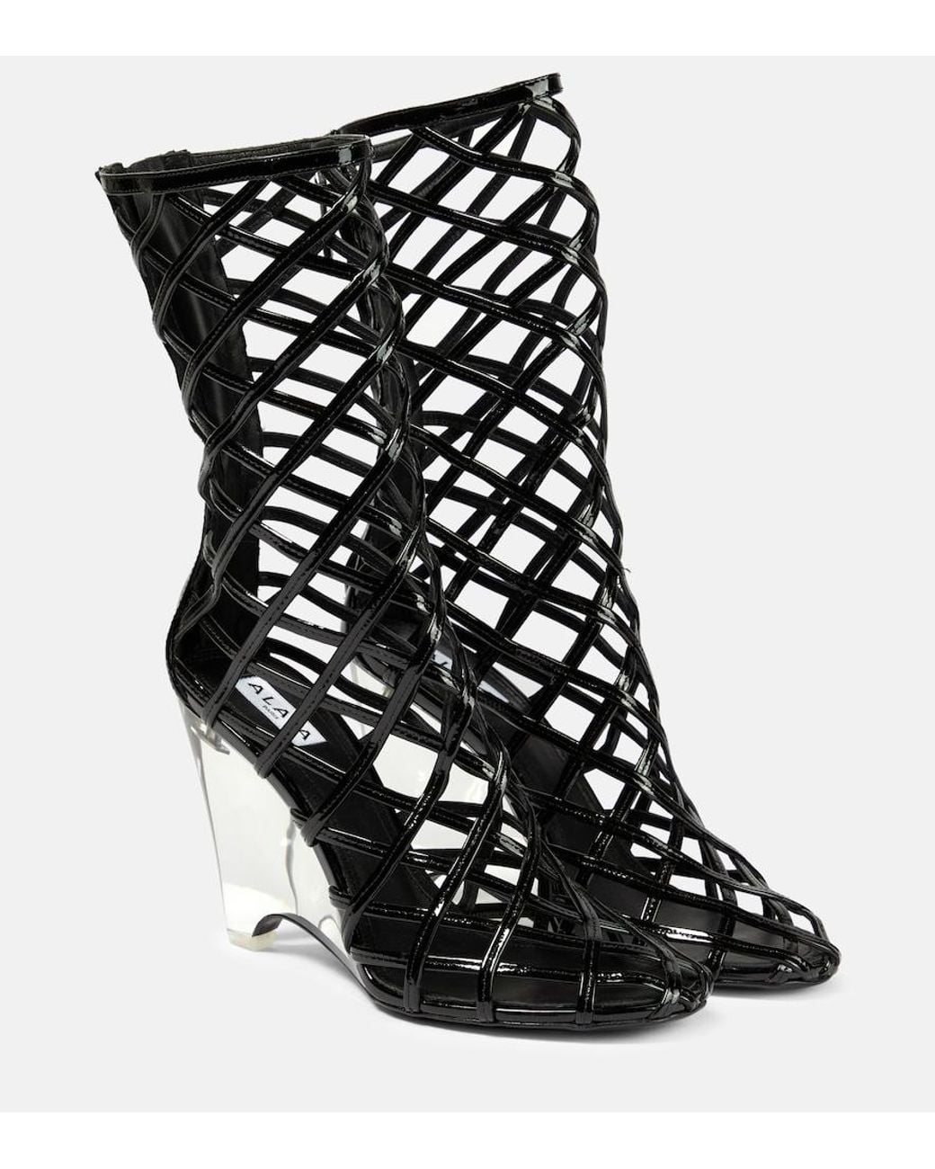 Alaïa Black Leather Wedge Ankle Boots