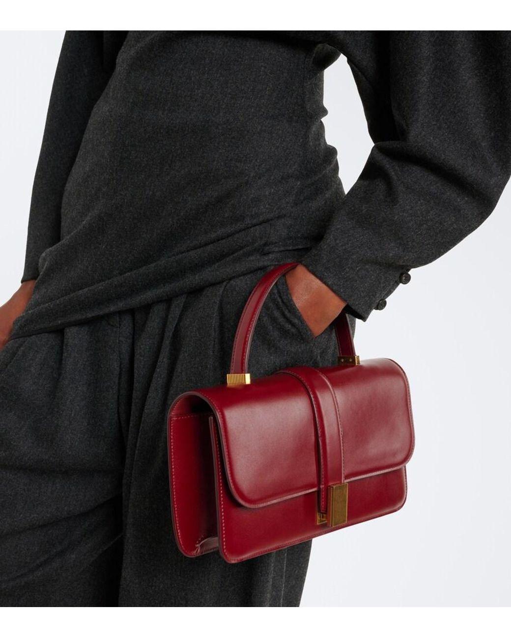 Khaite Purple Blake Medium Leather Top-Handle Bag