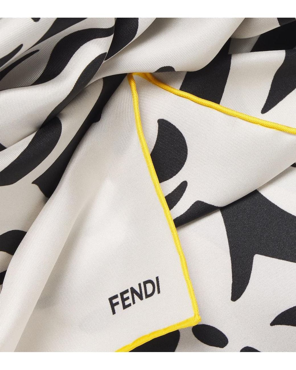 Fendi White Printed Silk Scarf