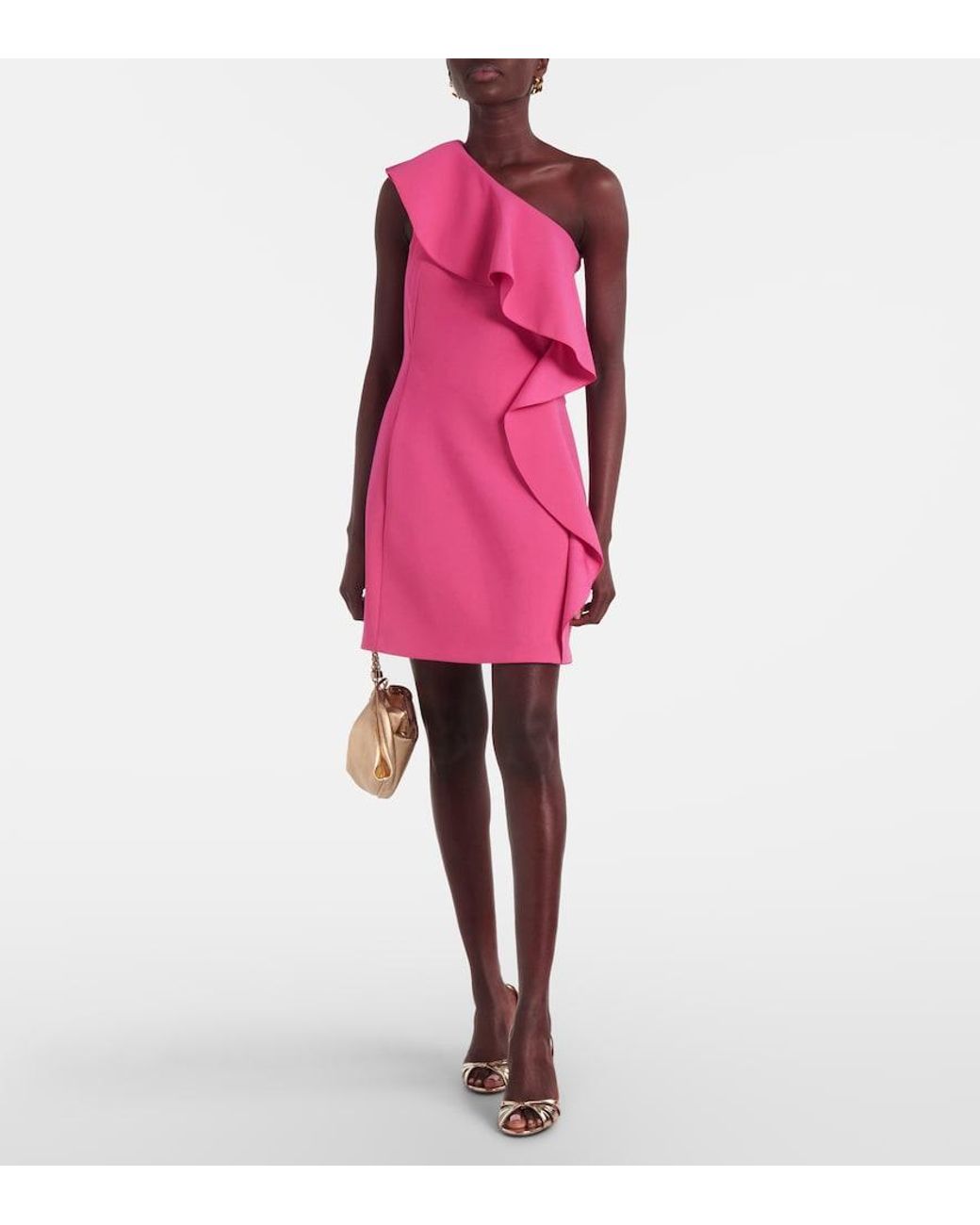 Max Mara Pink Giacomo Ruffled Sable Minidress