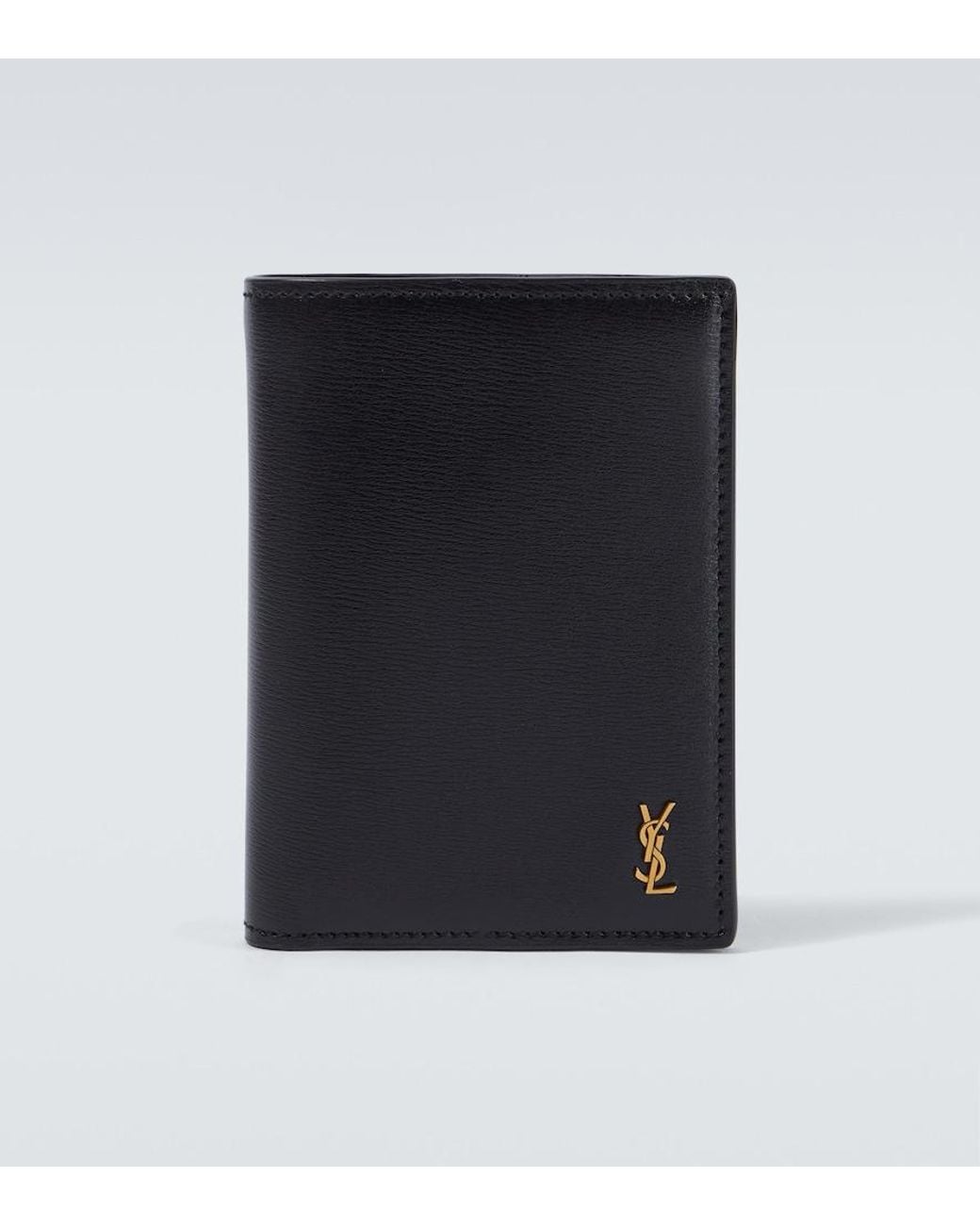 Saint Laurent Black Cassandre Leather Bifold Wallet for men