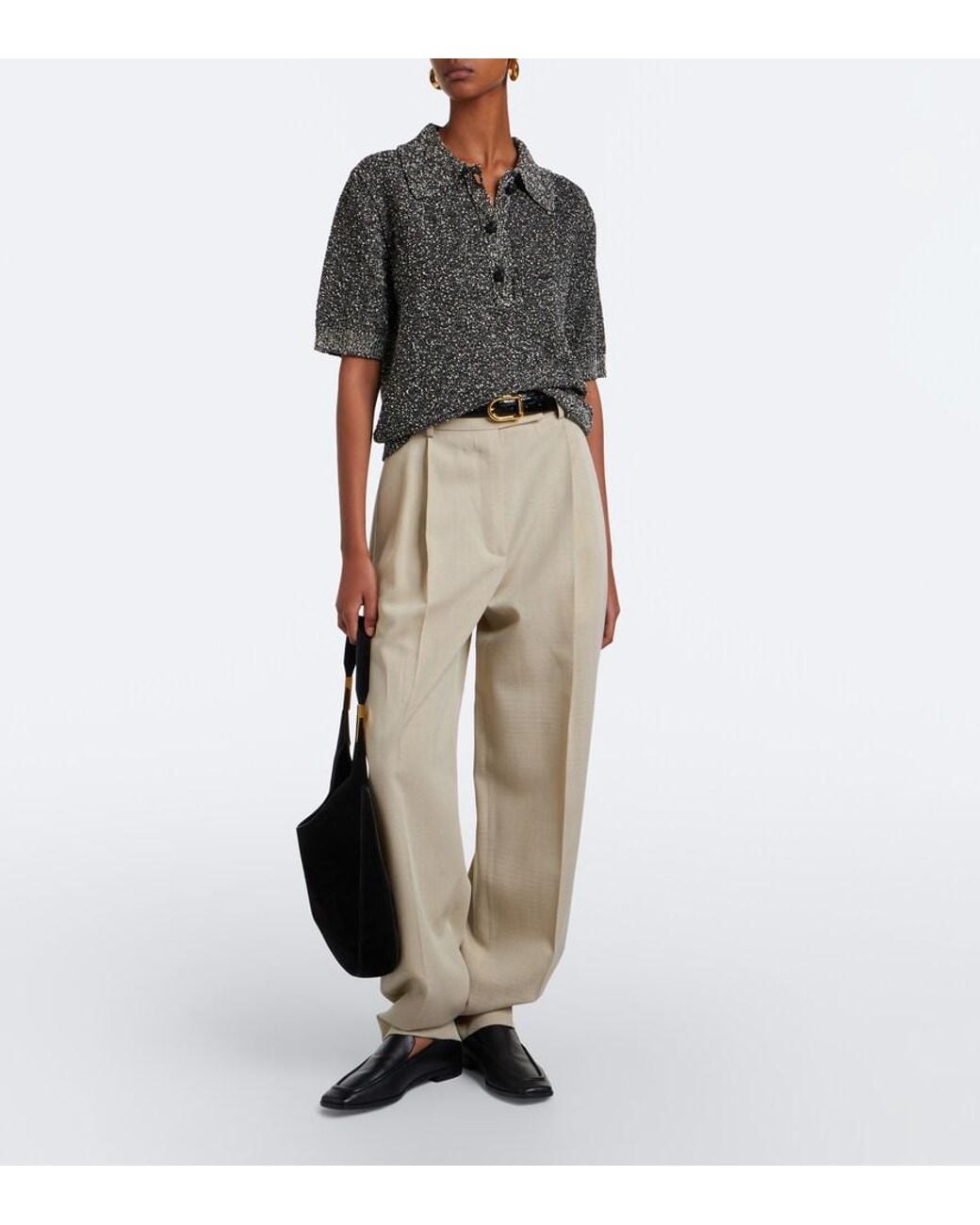 Rohe Black Cotton-Blend Boucle Polo Sweater