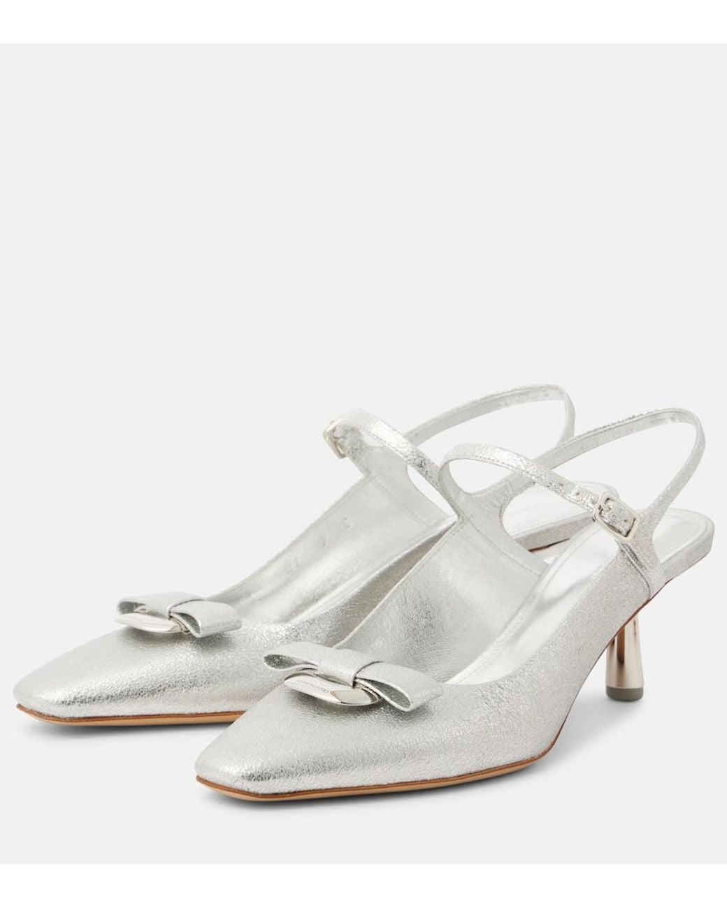 Ferragamo White Ophelia 55 Leather Slingback Pumps