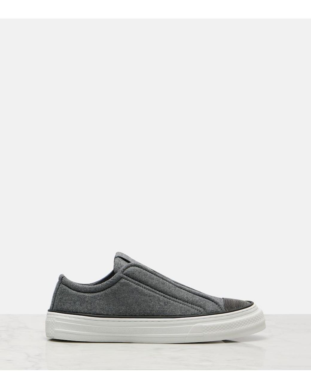 Brunello Cucinelli Gray Slip-Ons