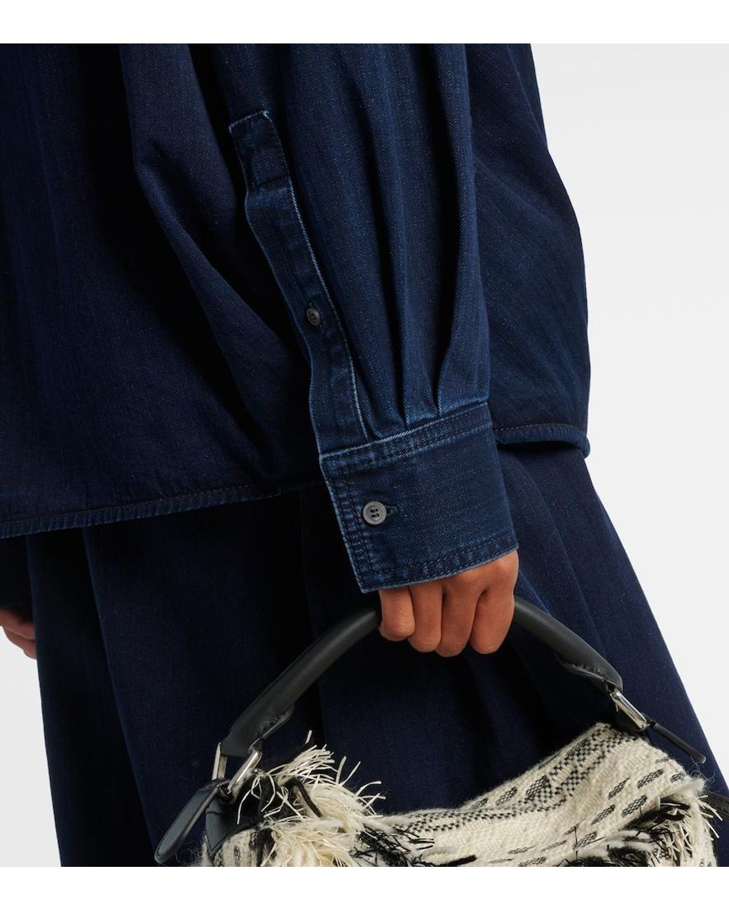 Camisa De Denim Drapeado Loewe de color Blue