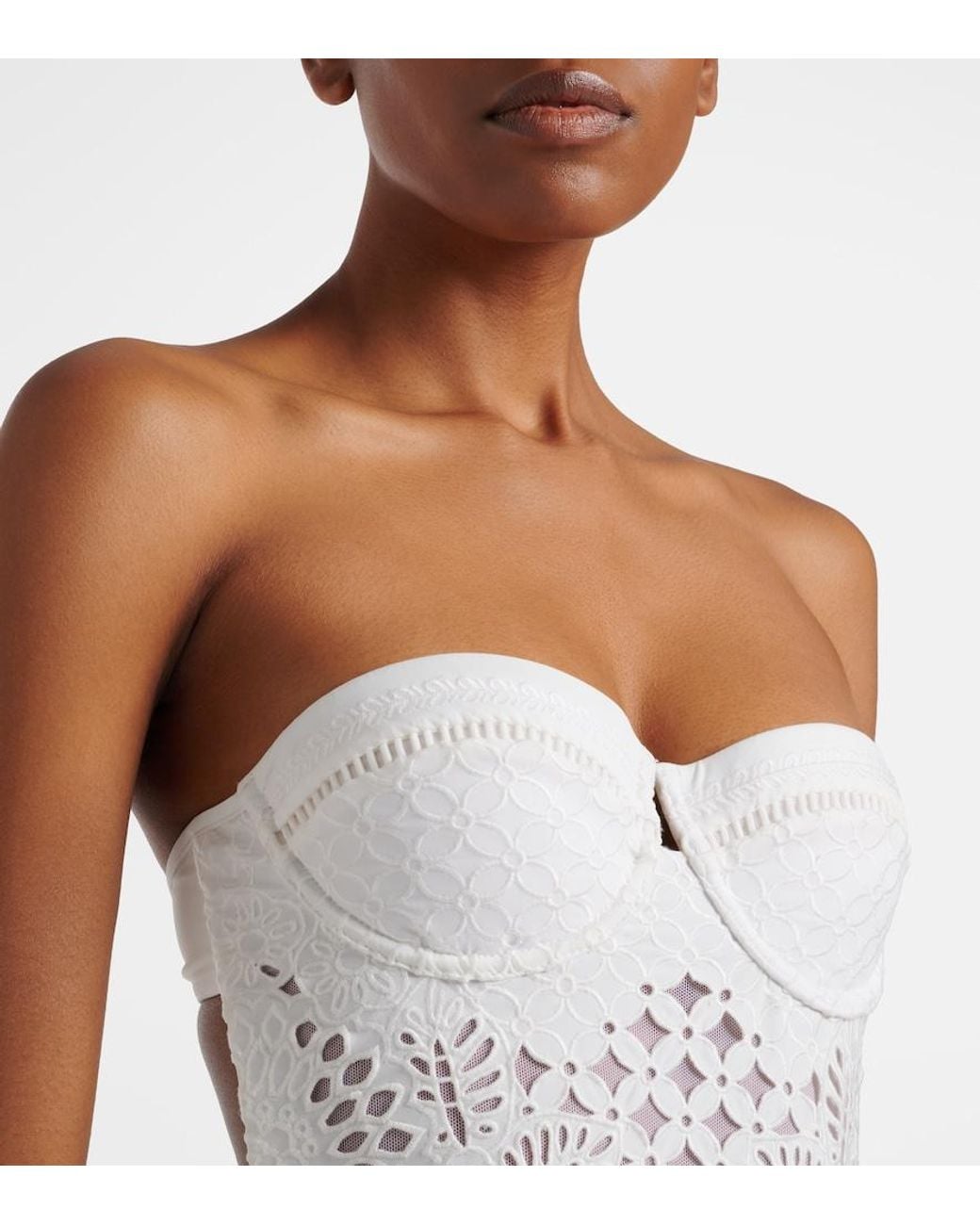 Zimmermann White Indra Embroidered Swimsuit