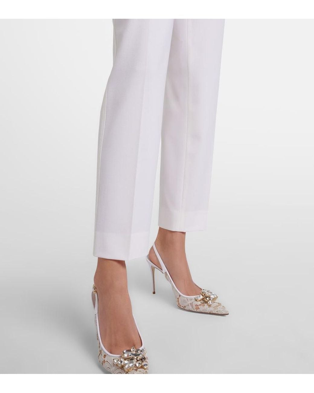 Dolce & Gabbana White Low-Rise Wool-Blend Pants