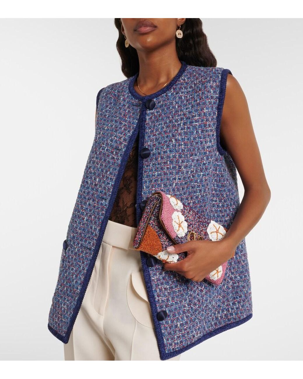 Valentino Garavani Blue Tweed Vest