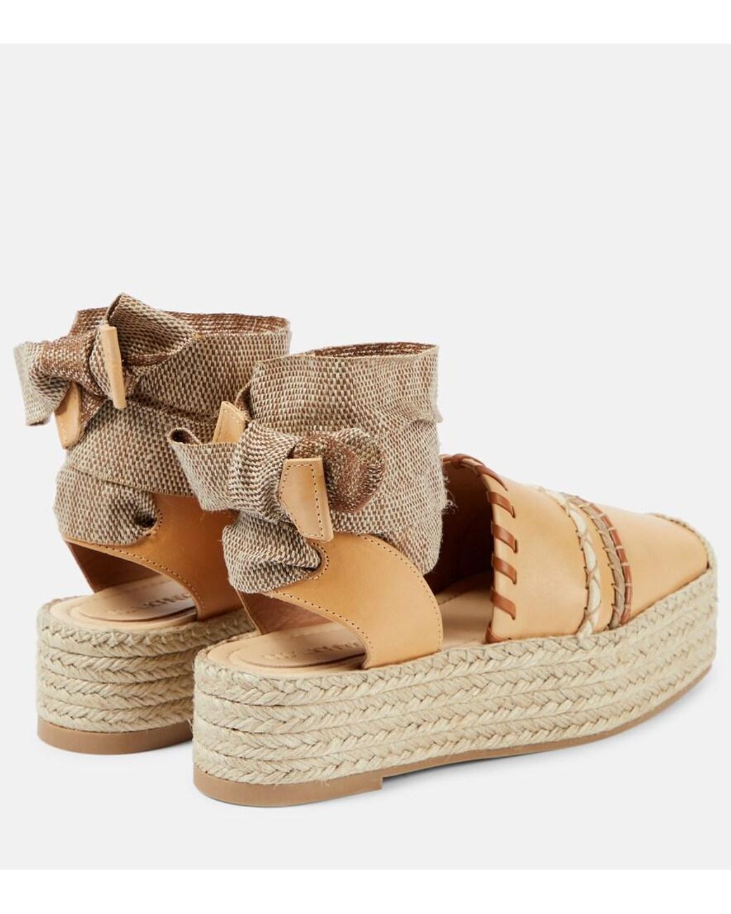 Ulla Johnson Natural Leather Platform Espadrilles