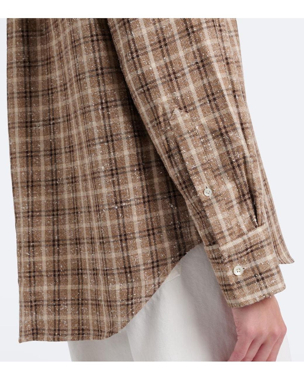 Rohe Brown Checked Boucle Cotton And Silk-Blend Overshirt