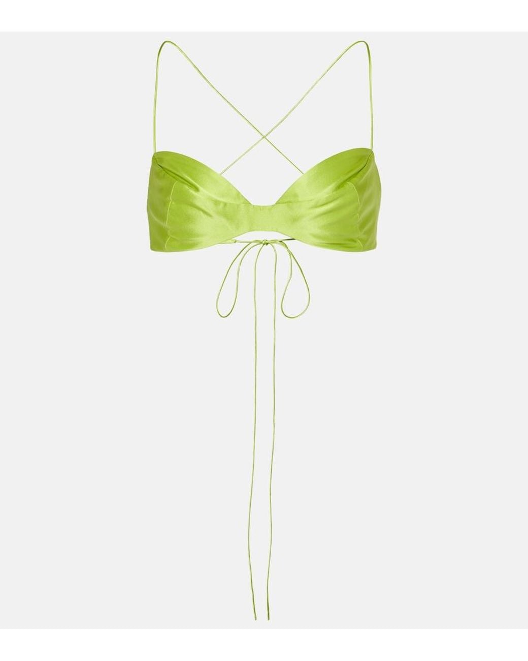 The Sei Green Silk Satin Bra Top