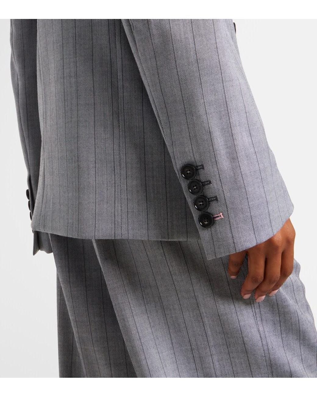 Stella McCartney Gray Double-Breasted Wool Blazer