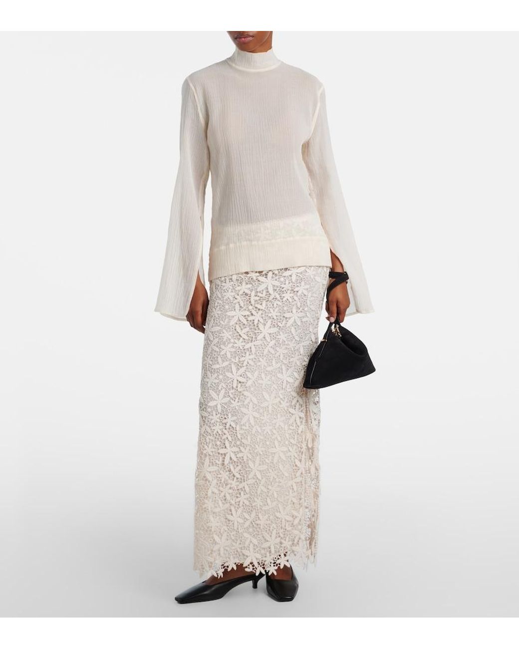 Totême White Low-Rise Maxi Skirt