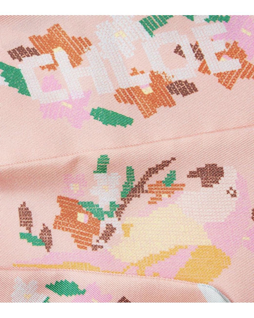 Chloé Pink Printed Silk Scarf