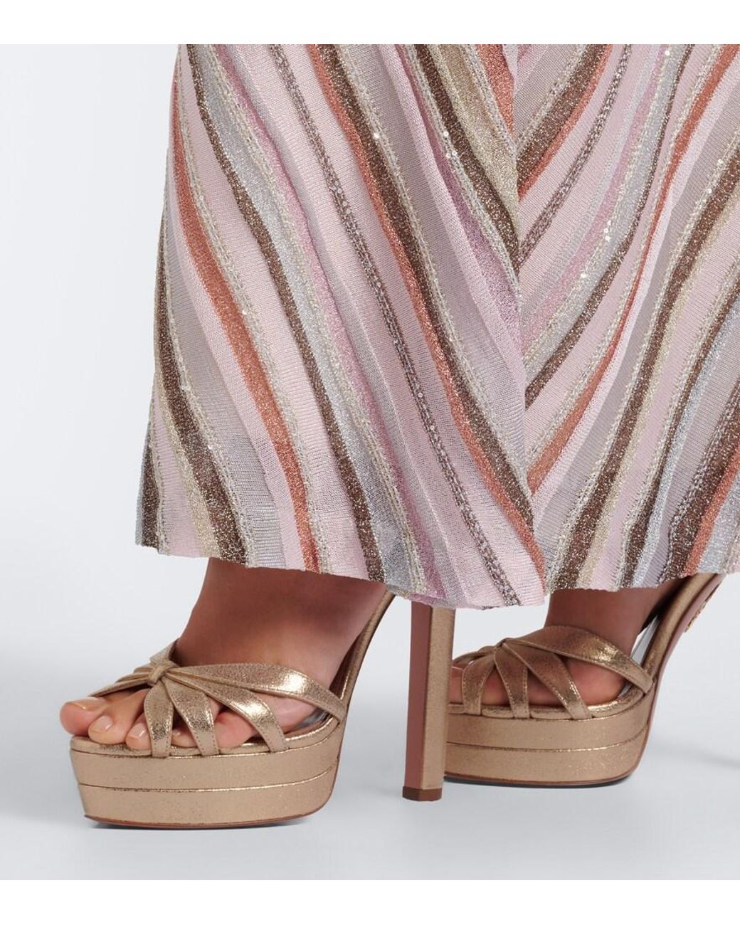 Aquazzura Soulmate Metallic Leather Platform Sandals