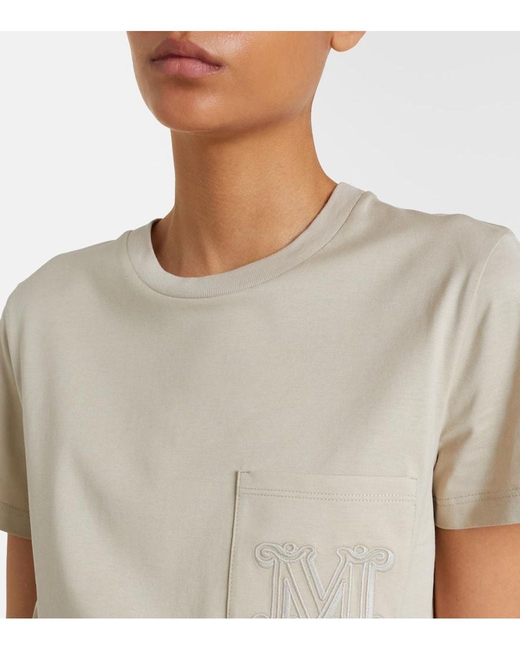 Max Mara Natural Monogram Cotton Jersey T-Shirt