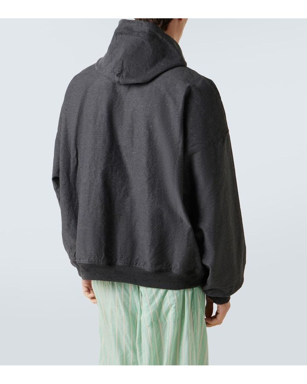 Balenciaga Black Trompe L-Oil Denim Hoodie for men