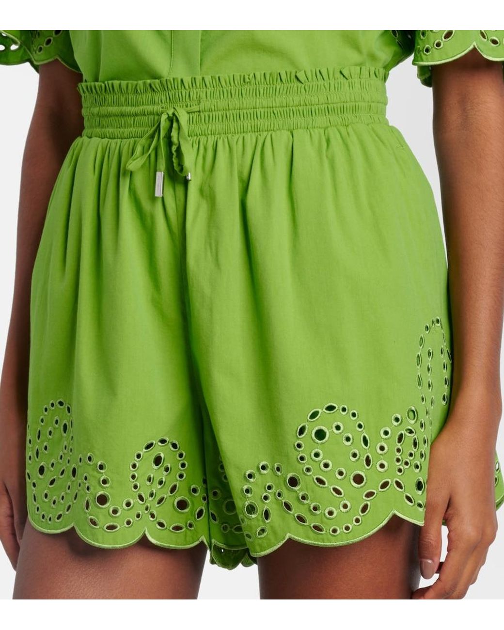 Jonathan Simkhai Green Amelie Broderie Anglaise Shorts