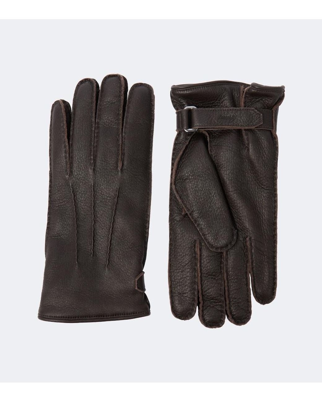 Brioni Black Leather Gloves for men