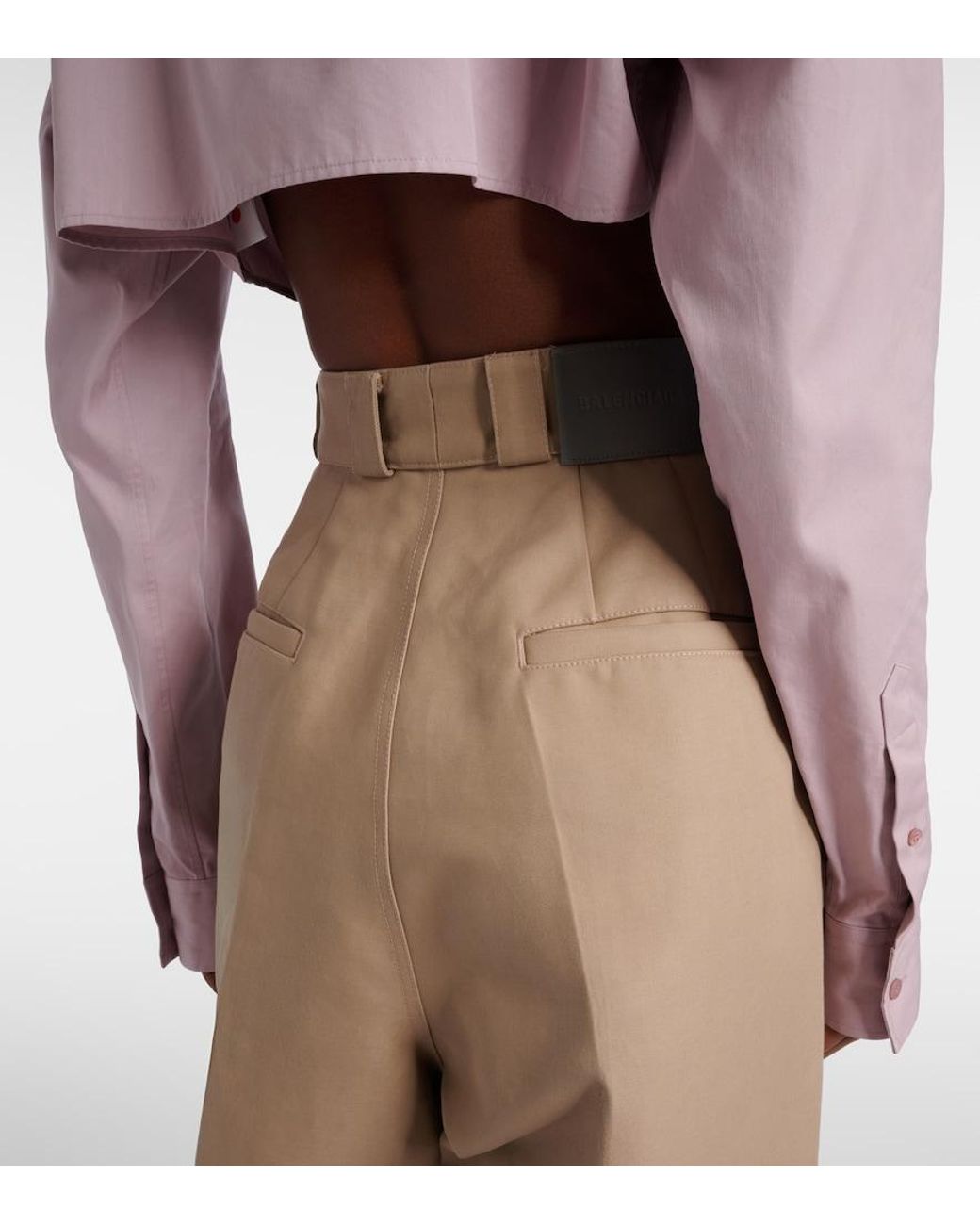 Balenciaga Brown Cotton Gabardine Wide-Leg Pants