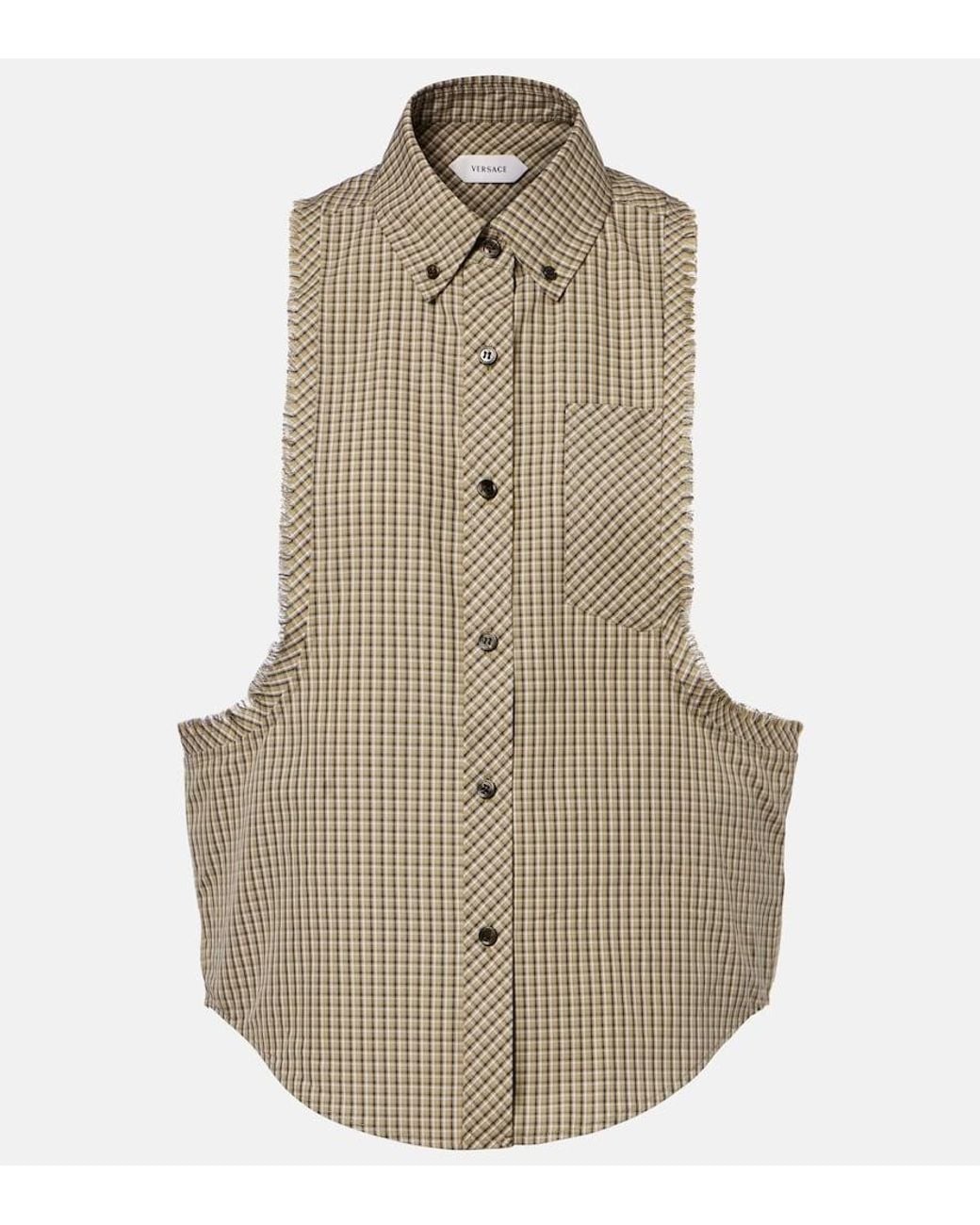 Versace Natural Checked Cotton Shirt