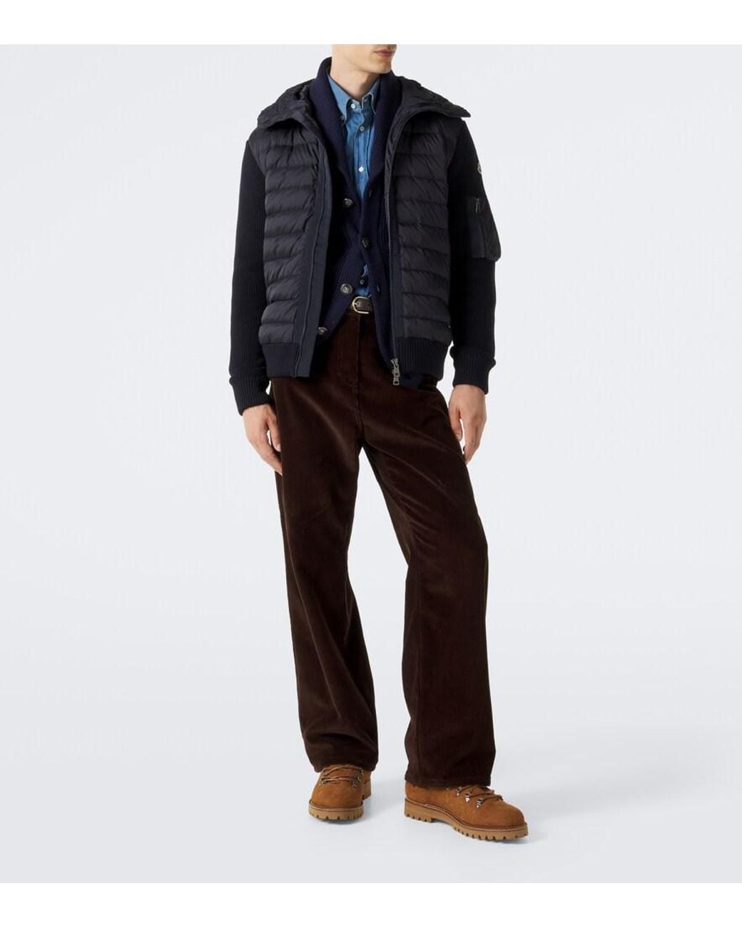 Moncler Blue Permanent Paneled Wool-Blend Jacket for men