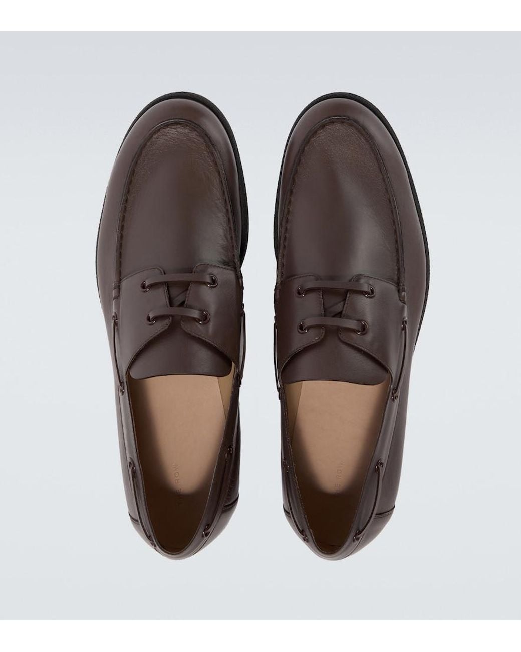 The Row Brown Novus Leather Boat Shoes for men