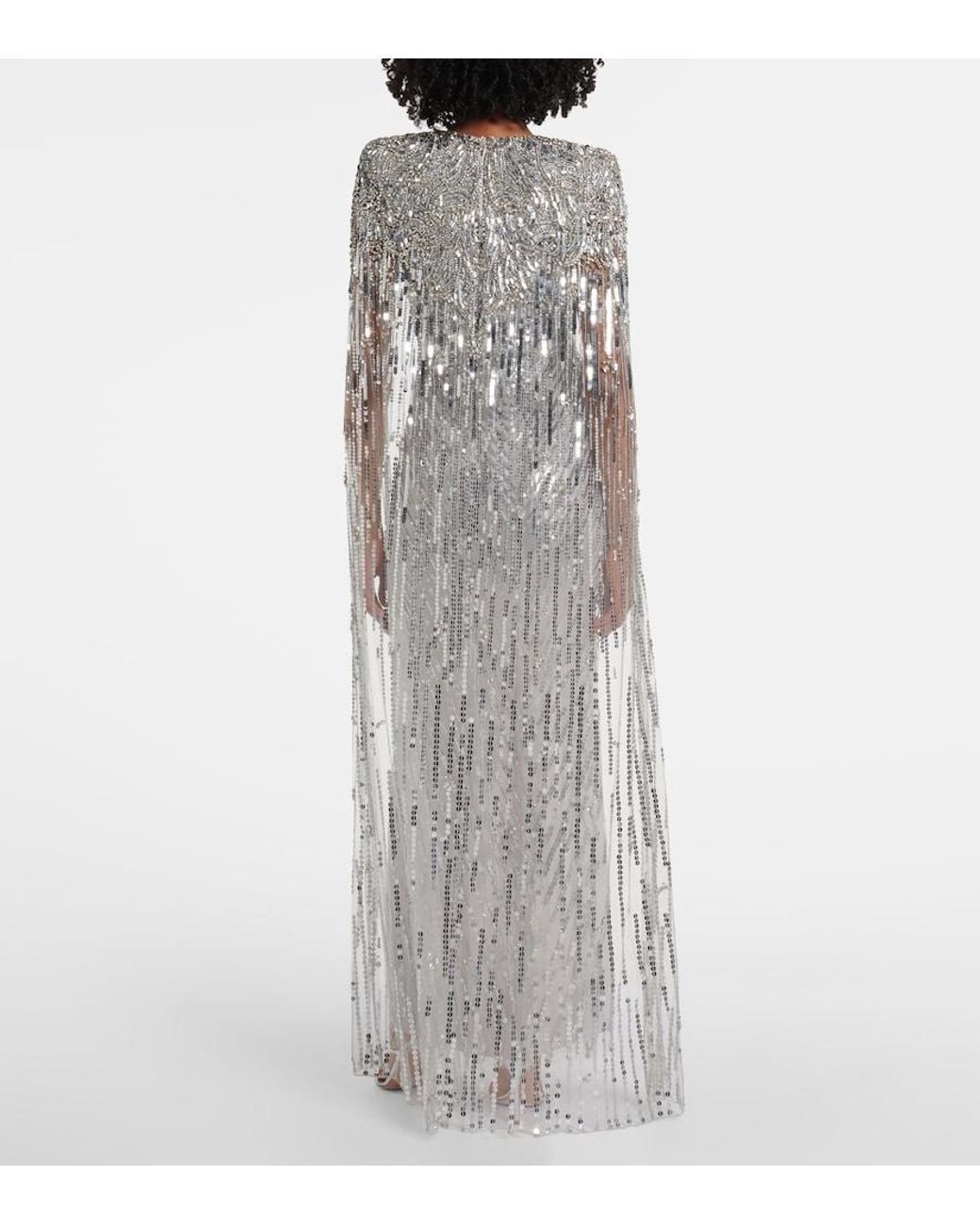 Jenny Packham Gray Rush Sequined Cocktail Dress