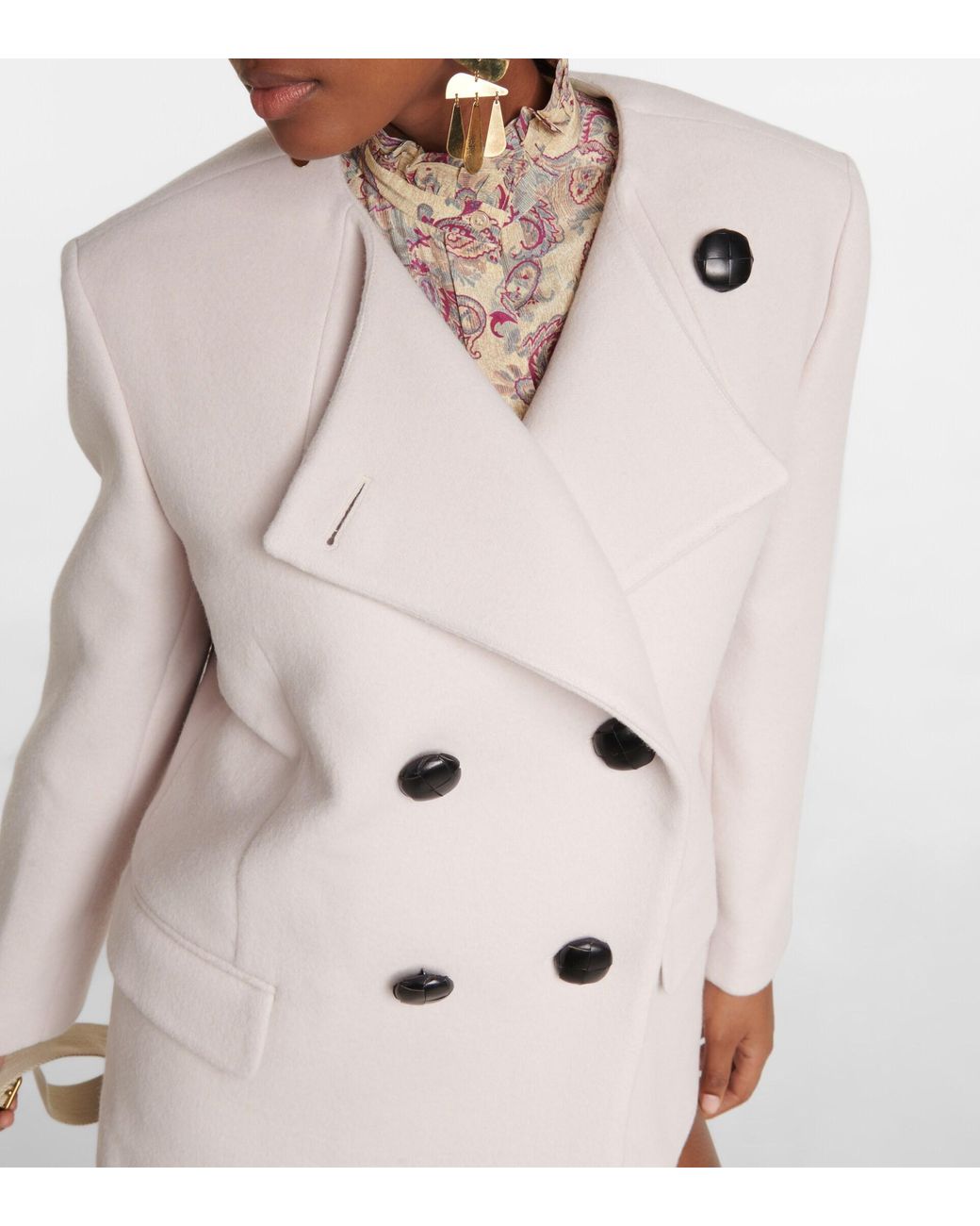 White Womens Clothing Coats Short coats Isabel Marant Ebridgi Double-breasted Wool-blend Coat in Ivory 