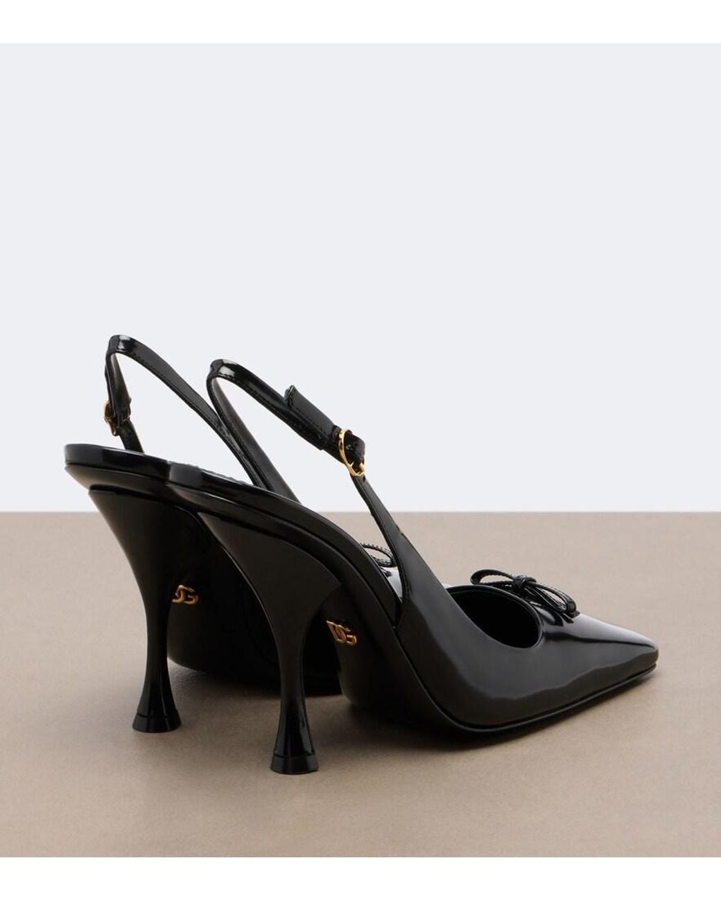 Dolce & Gabbana Black Patent Leather Slingback Pumps