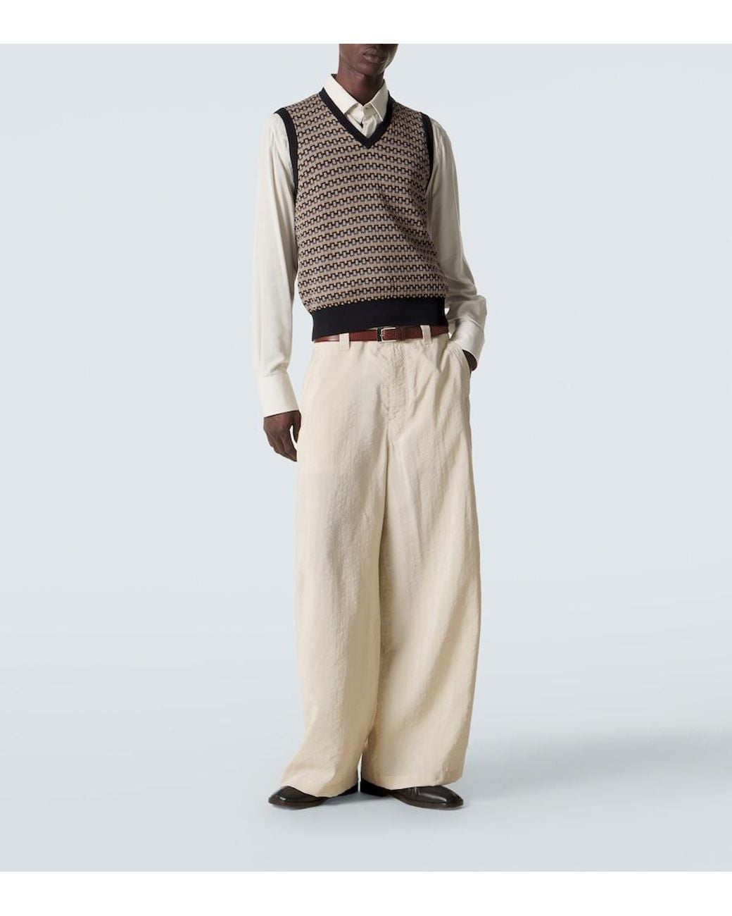 Lemaire Gray Cotton Jacquard Sweater Vest for men