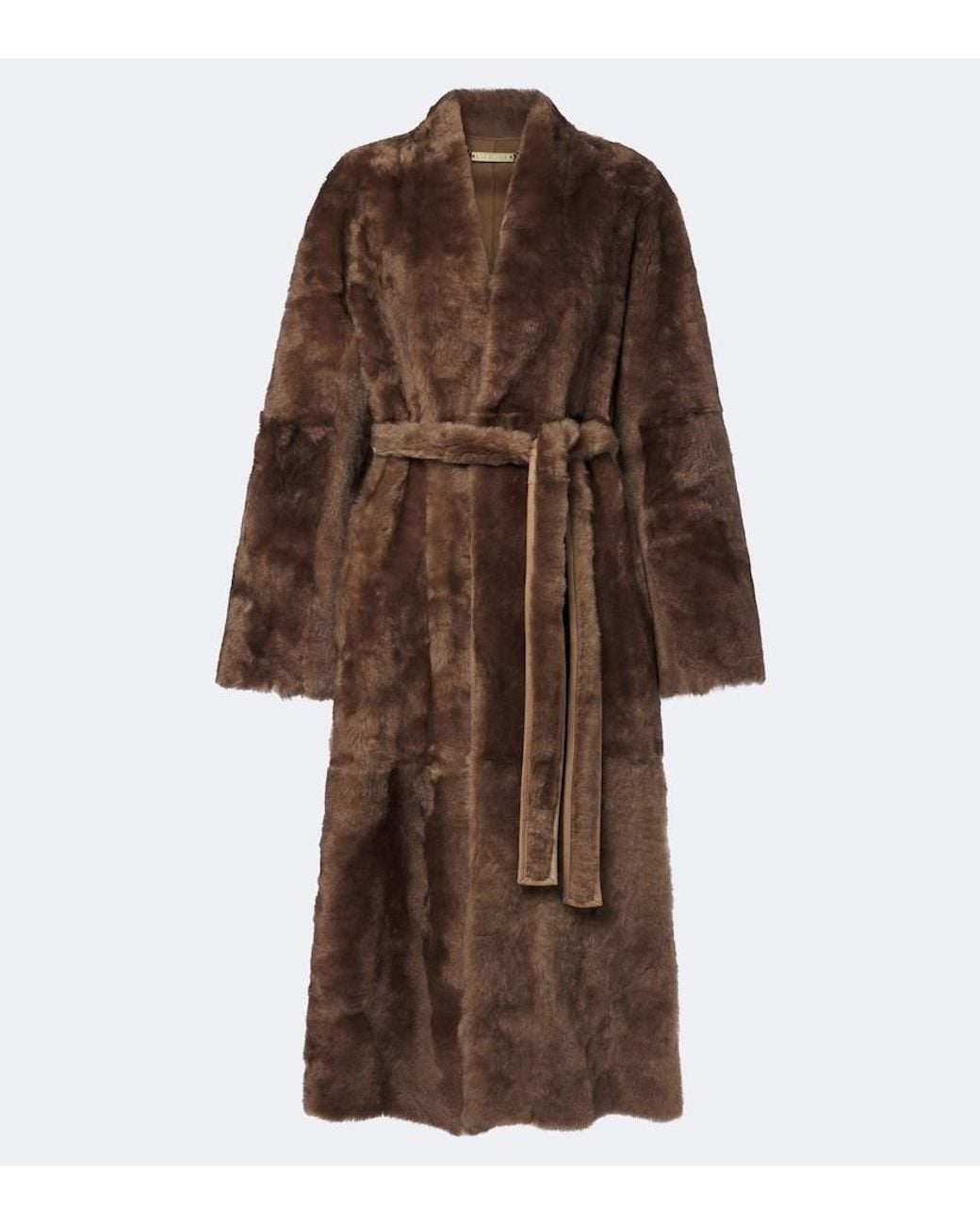 Nour Hammour Brown Davos Shearling Wrap Coat