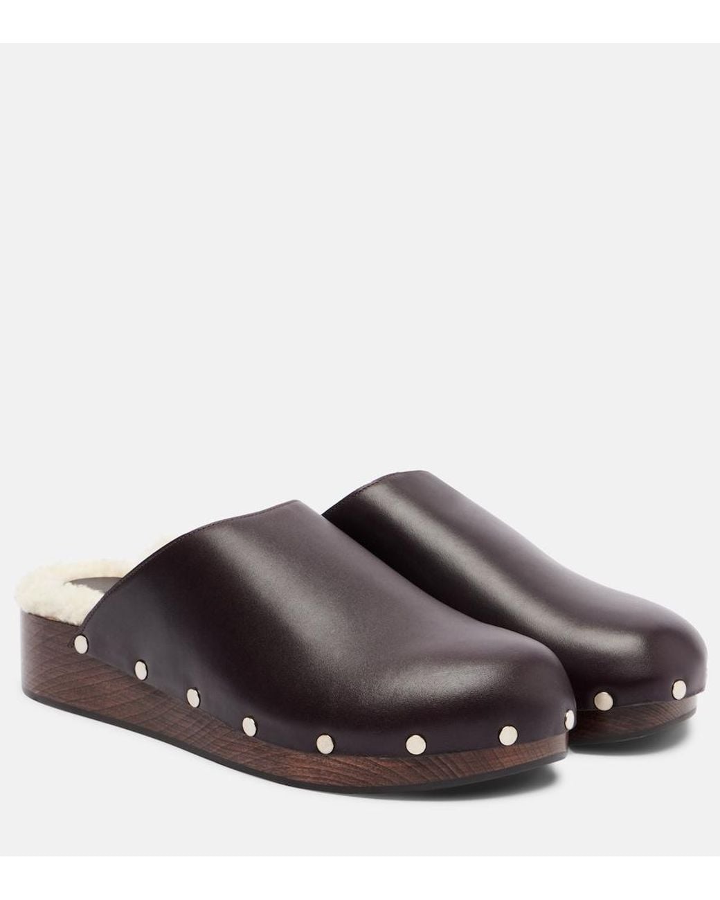 Le Monde Beryl Brown Agnes Studded Leather Mules