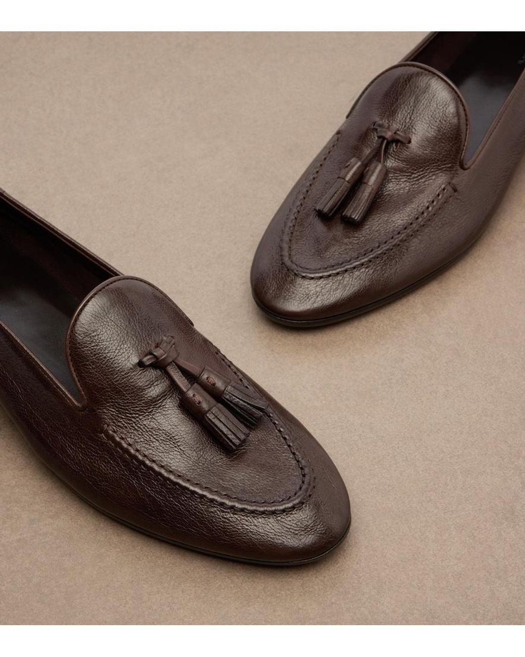 The Row Brown Caden Leather Loafers