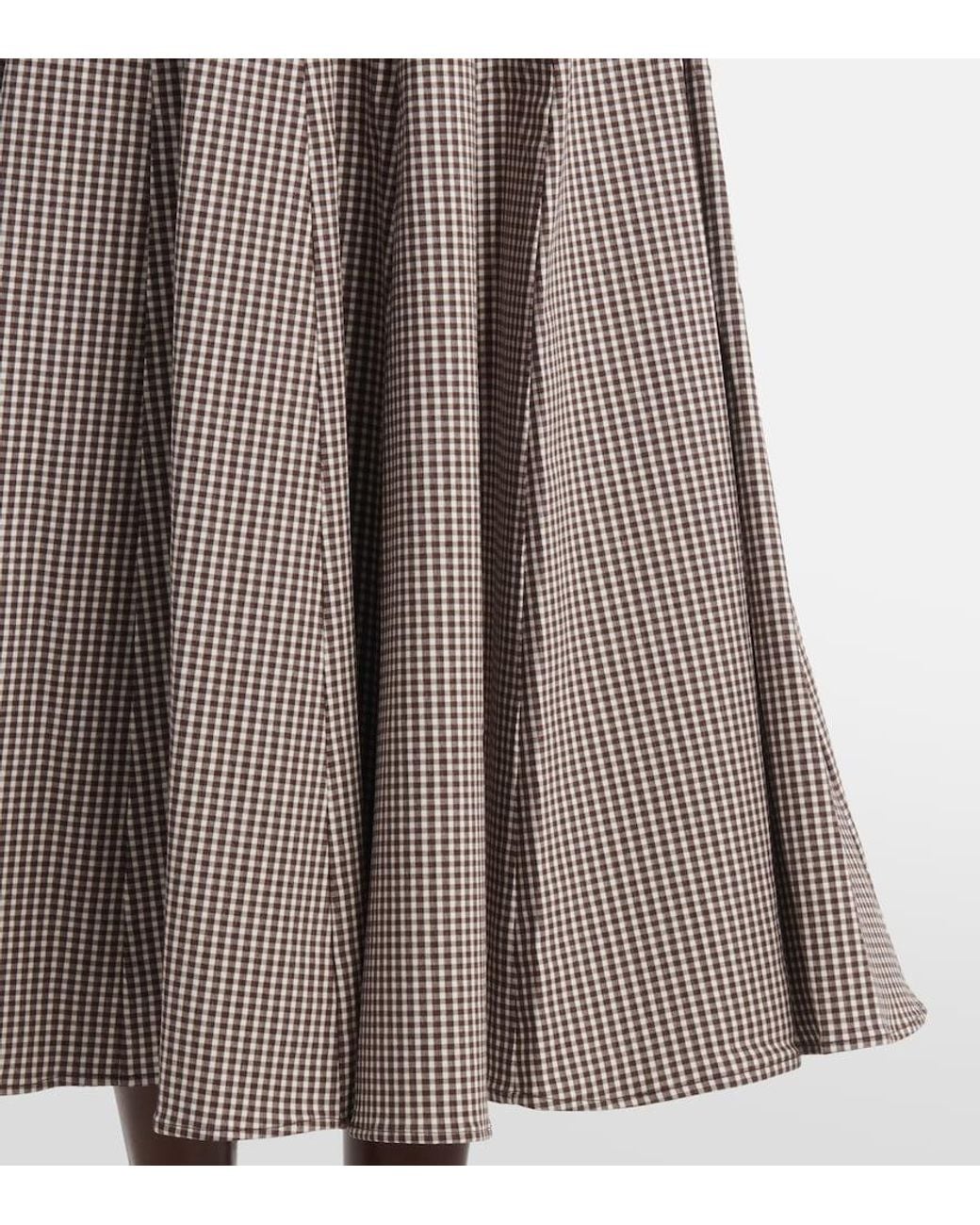 Staud Gray Wells Checked Midi Dress