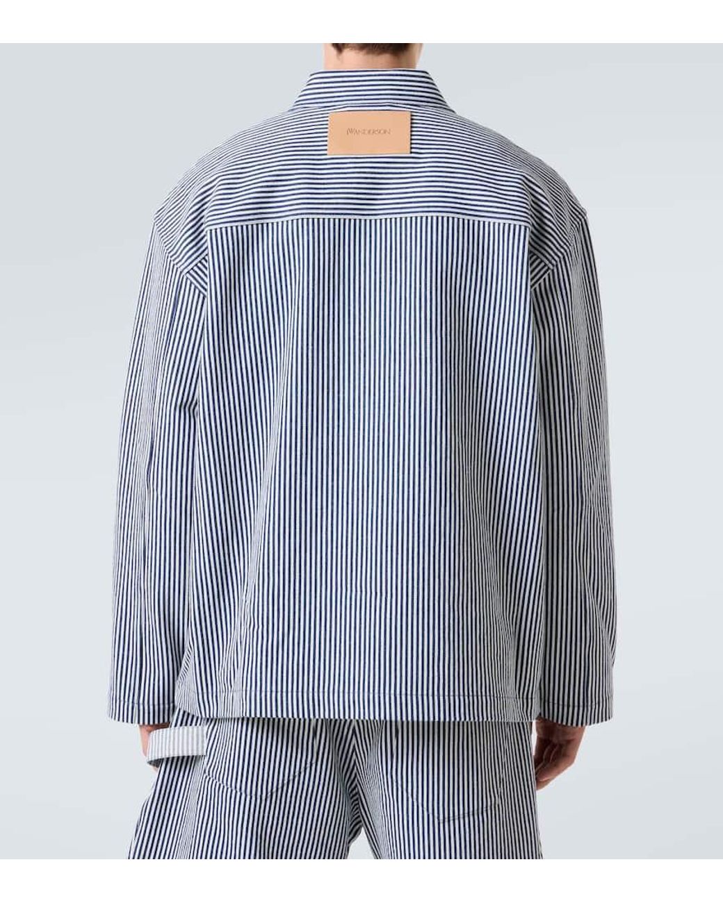 J.W. Anderson Blue Striped Cotton Overshirt for men