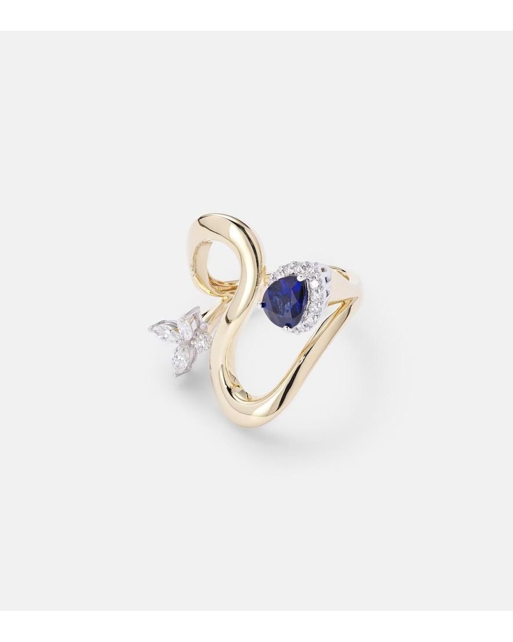 YEPREM Blue Reign Supreme 18Kt Ring With Diamonds And Sapphires
