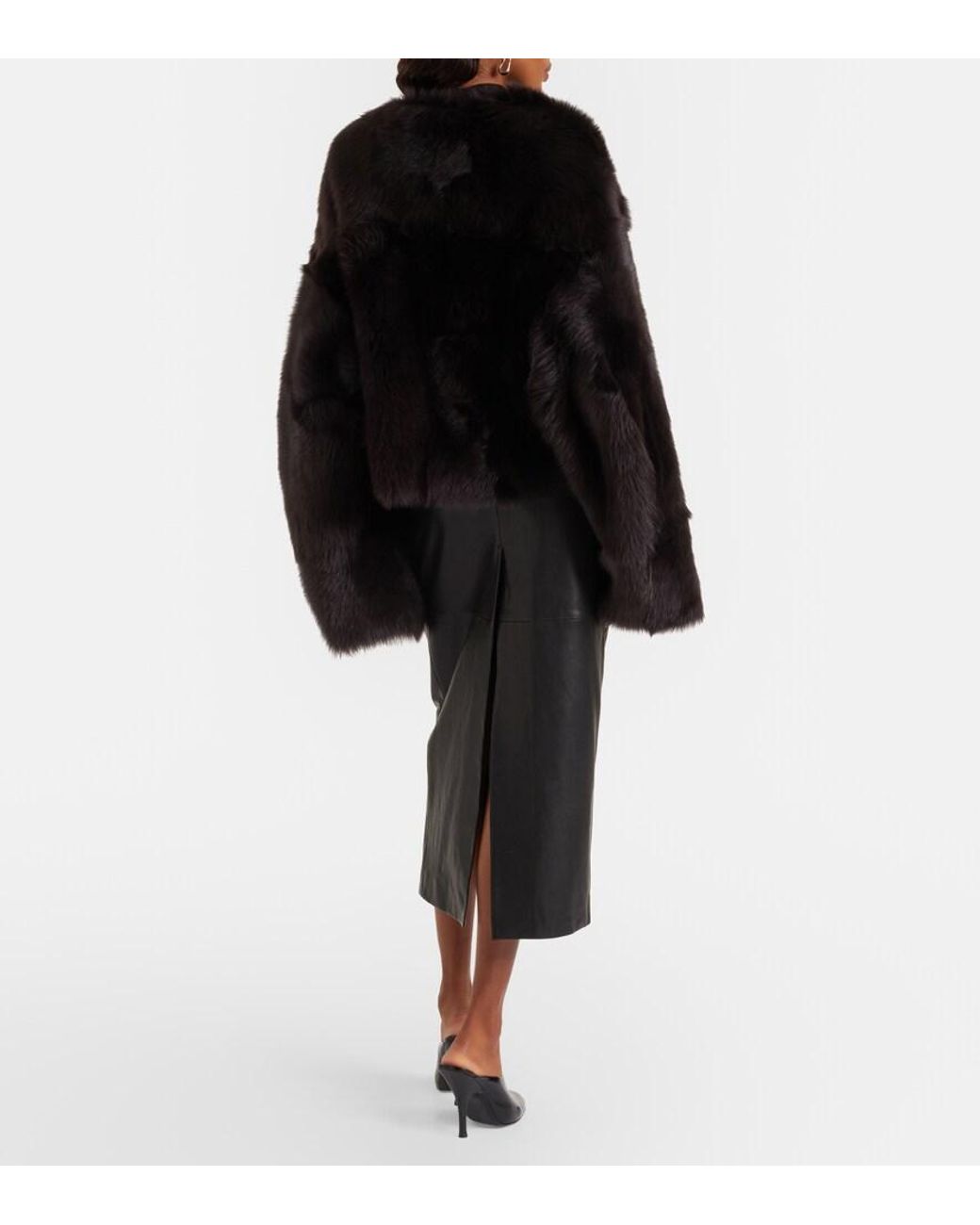 Nour Hammour Black Elisse Leather Pencil Skirt