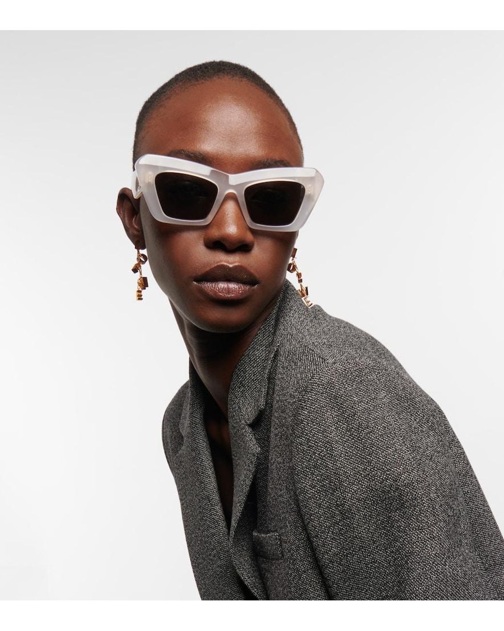 Loewe Gray Anagram-logo Cat-eye Acetate Sunglasses