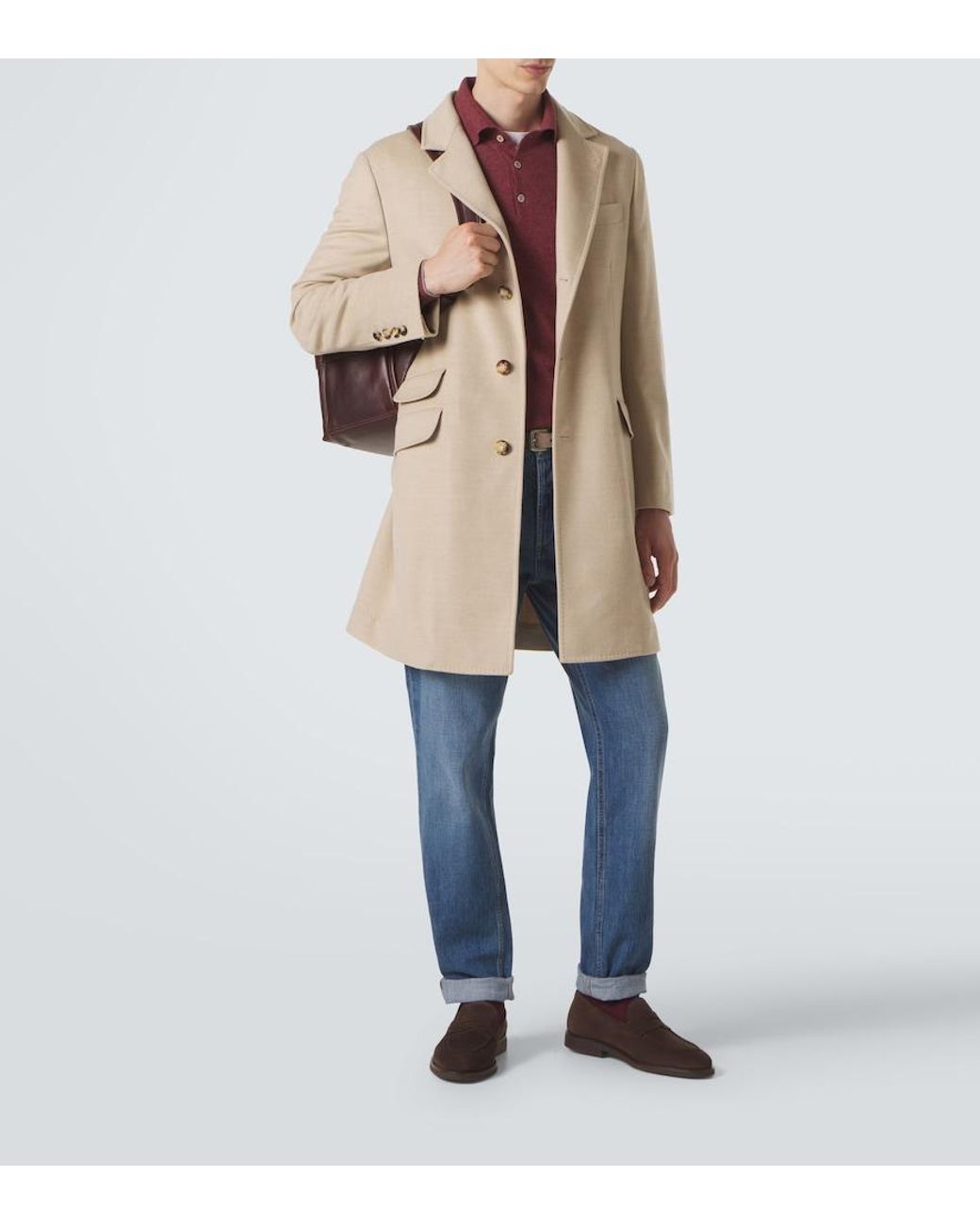 Brunello Cucinelli Natural Virgin Wool Coat for men